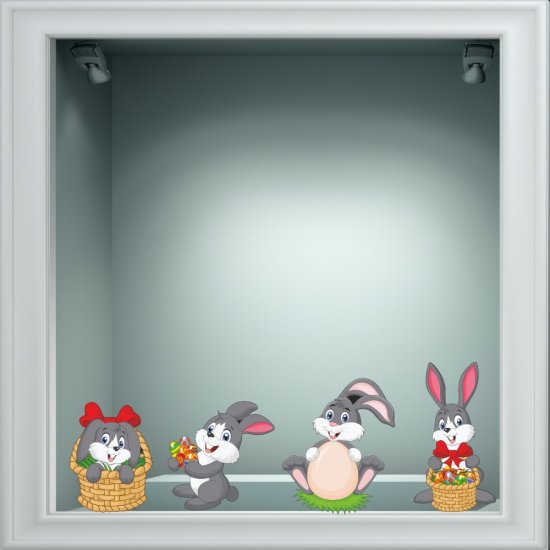 Αυτοκόλλητο Βιτρίνας - Λαγουδάκια 2  (σετ 4 τεμάχια)