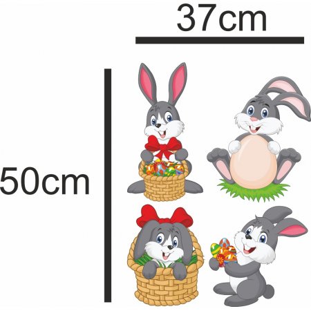 Αυτοκόλλητο Βιτρίνας - Λαγουδάκια 2  (σετ 4 τεμάχια)