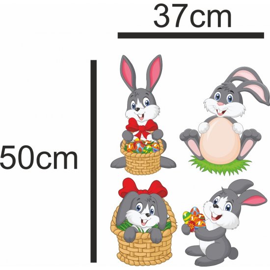 Αυτοκόλλητο Βιτρίνας - Λαγουδάκια 2  (σετ 4 τεμάχια)