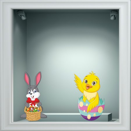 Αυτοκόλλητο Βιτρίνας - Πασχαλινό 34 (σετ 2 τεμάχια)