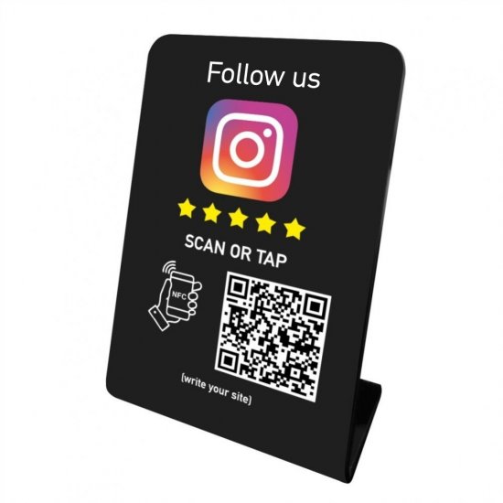 Nfc Tap Or scan QR Code επιτραπέζιo σταντ αξιολογήσεων Instagram