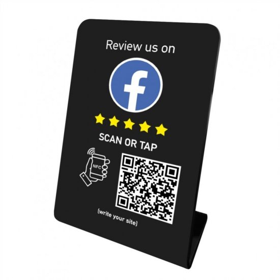 Nfc Tap Or scan QR Code επιτραπέζιo σταντ αξιολογήσεων Facebook