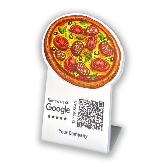 Nfc Tap Or scan QR Code επιτραπέζιo σταντ αξιολογήσεων Google - Pizza Nfc Tap Or scan QR Code επιτραπέζιo σταντ αξιολογήσεων Google - Pizza