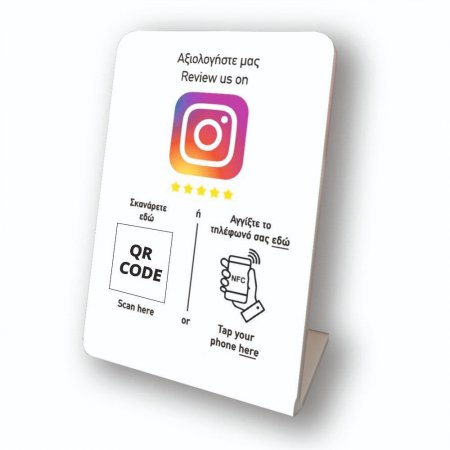 Nfc Tap Or scan QR Code tabletop stand Instagram reviews