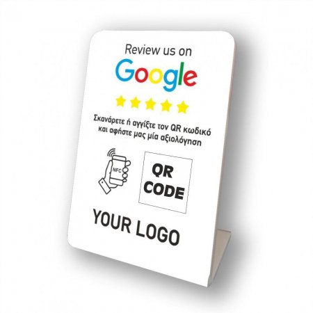 Nfc Tap Or scan QR Code tabletop Google ratings stand with your logo