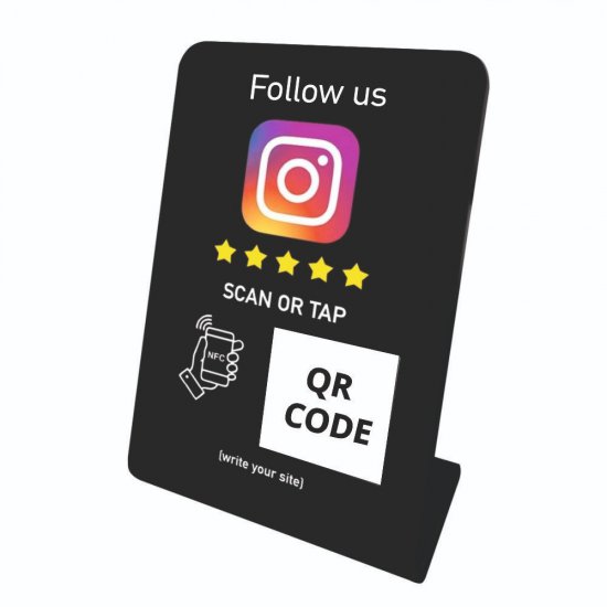 Nfc Tap Or scan QR Code tabletop stand Instagram reviews