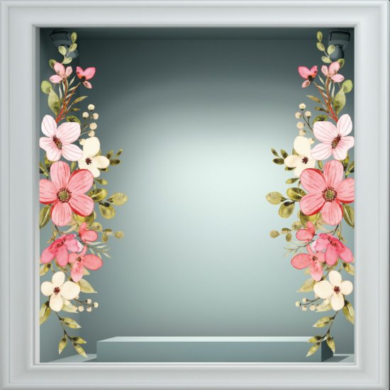 Αυτοκόλλητο βιτρίνας - Άνοιξη - Λουλούδια 67 (2 τεμάχια)