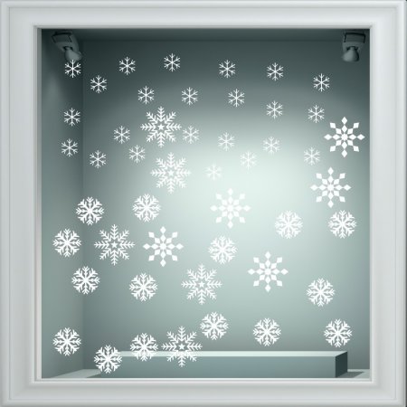 Αυτοκόλλητο βιτρίνας - Χιονονιφάδες σετ (48 τεμάχια)
