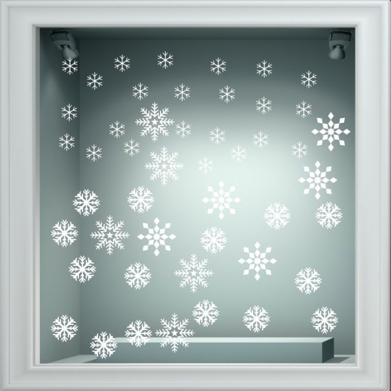 Αυτοκόλλητο βιτρίνας - Χιονονιφάδες σετ (48 τεμάχια) Αυτοκόλλητο βιτρίνας - Χιονονιφάδες σετ (48 τεμάχια)