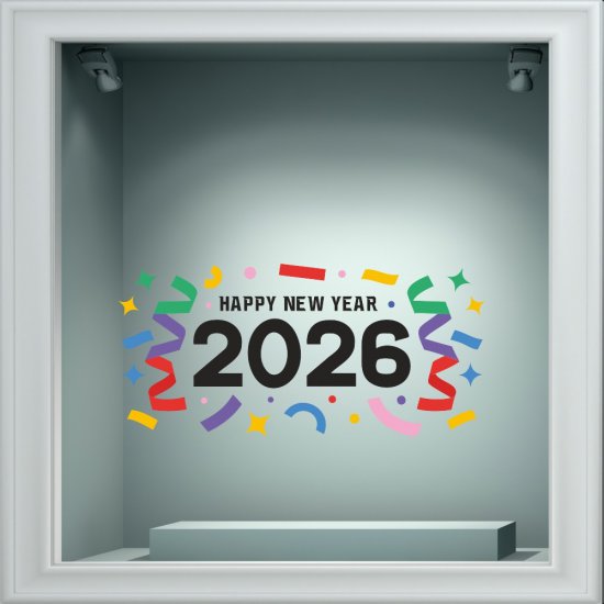Αυτοκόλλητο βιτρίνας - Happy New year 2 Αυτοκόλλητο βιτρίνας - Happy New year 2