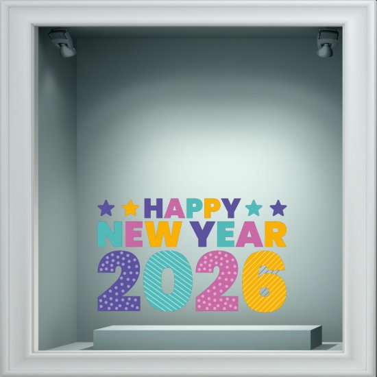 Αυτοκόλλητο βιτρίνας - Happy New Year 9 Αυτοκόλλητο βιτρίνας - Happy New Year 9