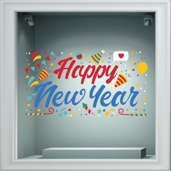 Αυτοκόλλητο βιτρίνας - Happy New Year 10 Αυτοκόλλητο βιτρίνας - Happy New Year 10