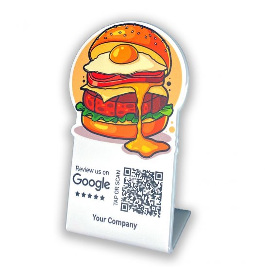 Nfc Tap Or scan QR Code επιτραπέζιo σταντ αξιολογήσεων Google - Burger Nfc Tap Or scan QR Code επιτραπέζιo σταντ αξιολογήσεων Google - Burger