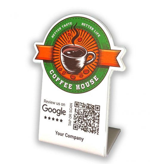 Nfc Tap Or scan QR Code επιτραπέζιo σταντ αξιολογήσεων Google - Coffee