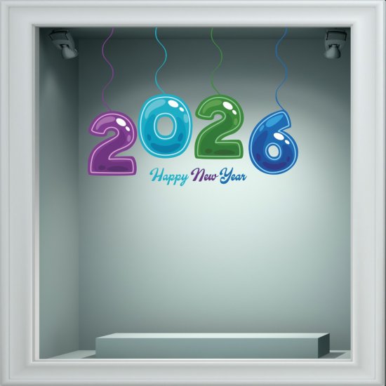 Αυτοκόλλητο βιτρίνας - Happy New year Αυτοκόλλητο βιτρίνας - Happy New year