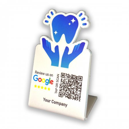 Nfc Tap Or scan QR Code επιτραπέζιo σταντ αξιολογήσεων Google - Οδοντιατρείο