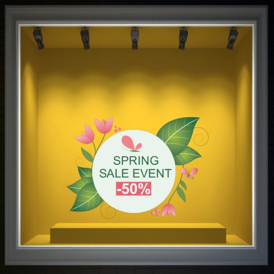 Αυτοκόλλητο βιτρίνας - Άνοιξη - Εκπτώσεις