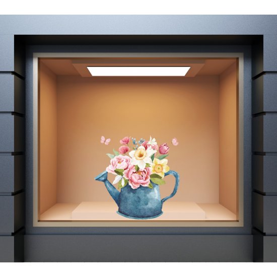 Αυτοκόλλητο βιτρίνας - Ποτιστήρι με άνθη