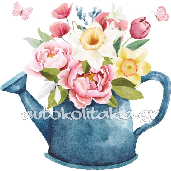 Αυτοκόλλητο βιτρίνας - Ποτιστήρι με άνθη