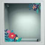 Αυτοκόλλητο βιτρίνας - Άνοιξη  Άνθη (Σετ 2 τεμάχια)