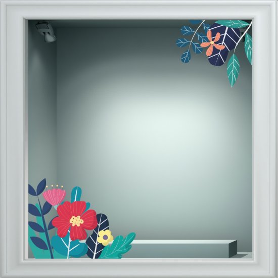 Αυτοκόλλητο βιτρίνας - Άνοιξη  Άνθη (Σετ 2 τεμάχια)