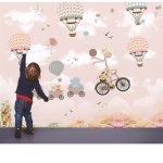 Αυτοκόλλητη ταπετσαρία - Ζωάκια με αερόστατα