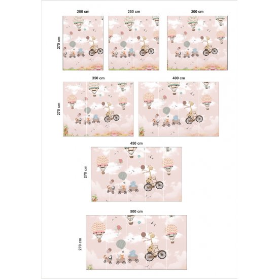 Αυτοκόλλητη ταπετσαρία - Ζωάκια με αερόστατα