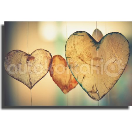 Πίνακας - Τυπωμένος σε καμβά - Ξύλινες Καρδιές Πίνακας - Τυπωμένος σε καμβά - Ξύλινες Καρδιές