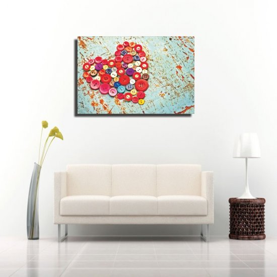 Πίνακας - Καρδιά από κουμπιά