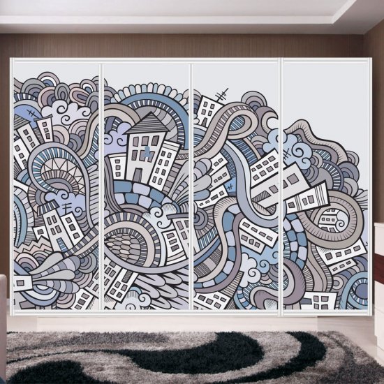 Αυτοκόλλητο ντουλάπας - Abstract city