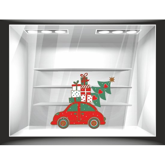Χριστουγεννιάτικο Αυτοκόλλητο - Αυτοκινητάκι με δώρα