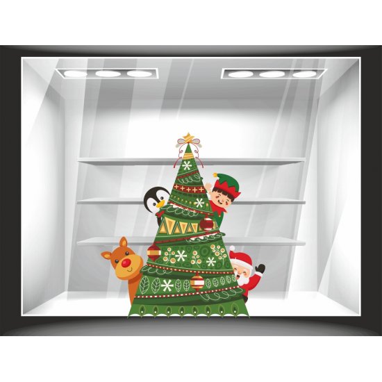 Window sticker - Santa Claus and friends