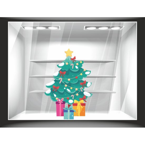 Χριστουγεννιάτικο Αυτοκόλλητο - Χριστουγεννιάτικο Δέντρο Με Δώρα 2