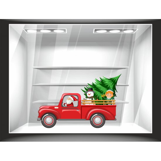 Window sticker - Santa Claus Car