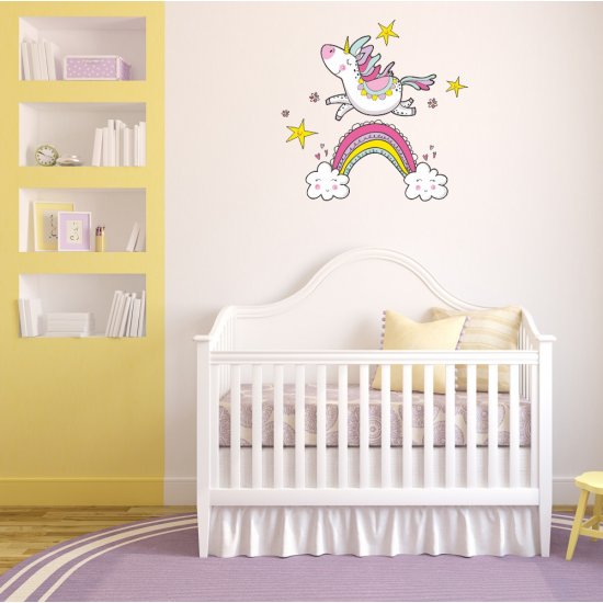 Αυτοκόλλητο τοίχου - Μονόκερος με ουράνιο τόξο Αυτοκόλλητο τοίχου - Μονόκερος με ουράνιο τόξο