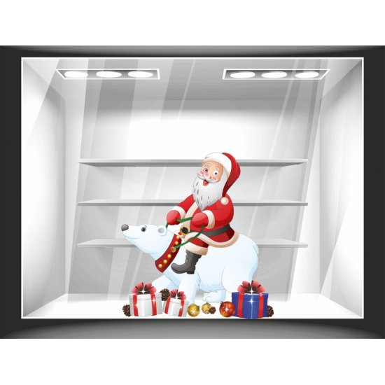 Window sticker - Santa Claus With Bear