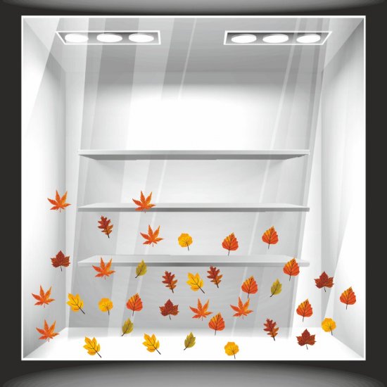 Αυτοκόλλητο βιτρίνας - Φθινοπωρινά Φύλλα 2 (Σετ 36 φύλλα)