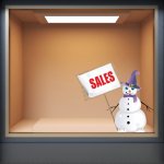 Αυτοκόλλητο χειμερινών εκπτώσεων - Εκπτώσεις χιονάνθρωπος