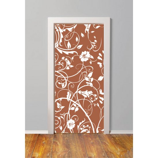 Αυτοκόλλητο πόρτας - Ρετρό λουλούδια