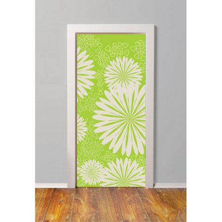 Αυτοκόλλητο πόρτας - Λευκά άνθη