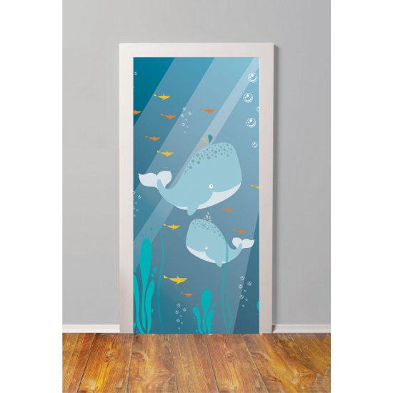 Αυτοκόλλητο πόρτας - Φάλαινες