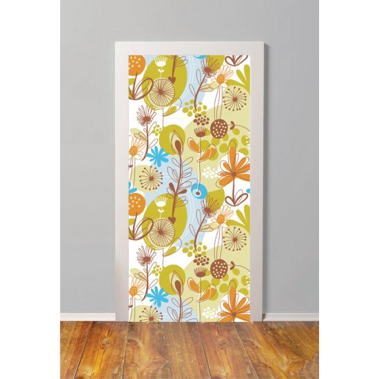 Αυτοκόλλητο πόρτας - Φλοράλ μοτίβο