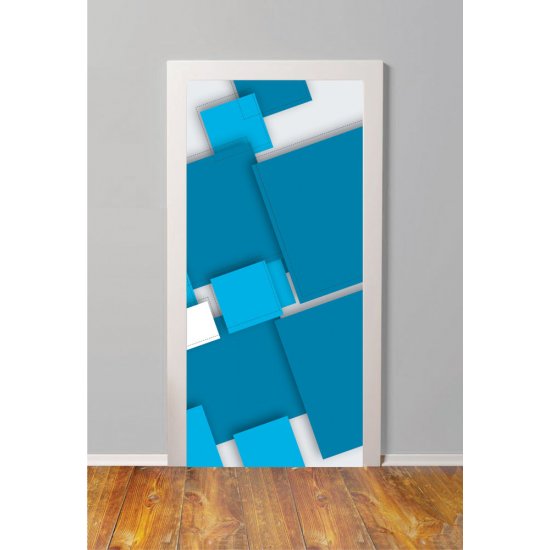 Αυτοκόλλητο πόρτας - Μπλε τετράγωνα Αυτοκόλλητο πόρτας - Μπλε τετράγωνα