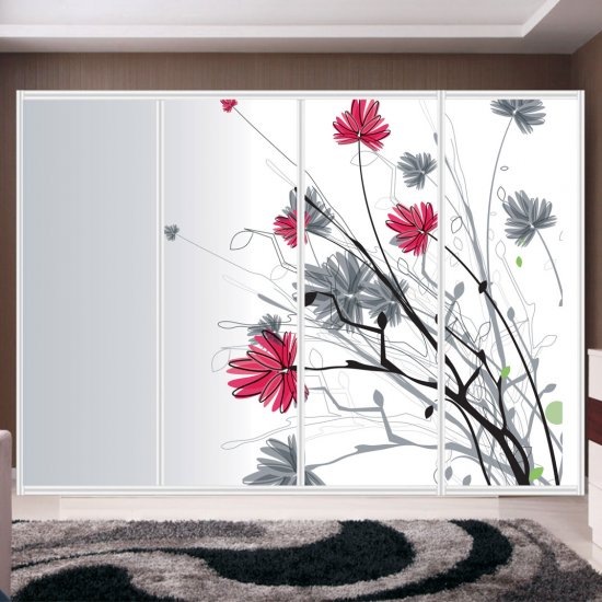 Αυτοκόλλητο ντουλάπας - Κόκκινα φύλλα