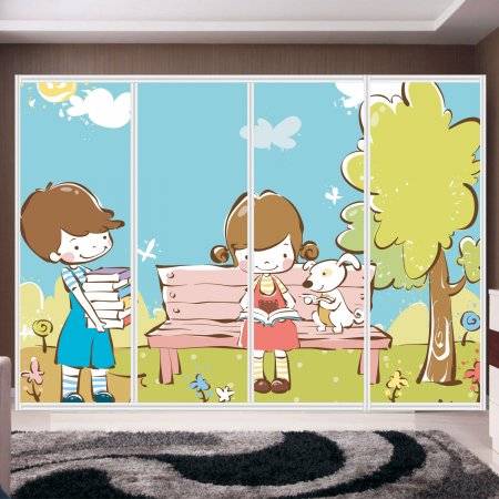 Αυτοκόλλητο ντουλάπας - Διάβασμα στην εξοχή