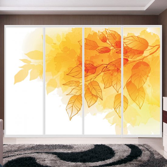 Αυτοκόλλητο ντουλάπας - Πορτοκαλί φύλλα