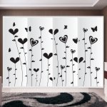 Αυτοκόλλητο ντουλάπας - Λουλούδια καρδιές