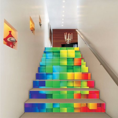Αυτοκόλλητο σκάλας (Τιμή ανά τεμάχιο) - Χρωματιστοί κύβοι
