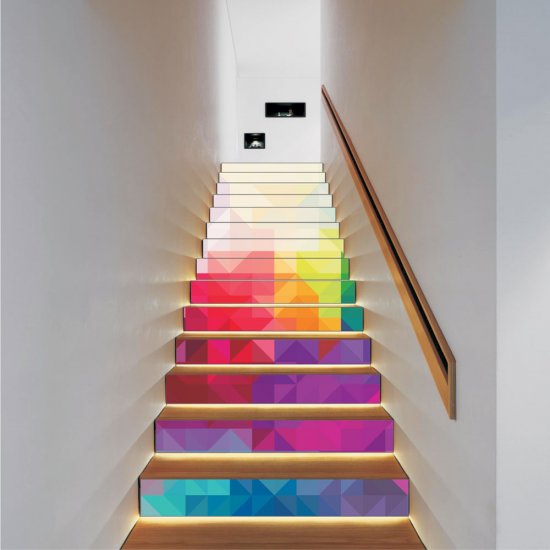 Αυτοκόλλητο σκάλας (Τιμή ανά τεμάχιο) - Χρωματιστά σχήματα
