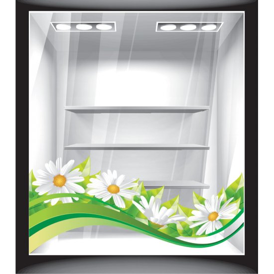 Αυτοκόλλητο βιτρίνας - Άνοιξη - Μαργαρίτες